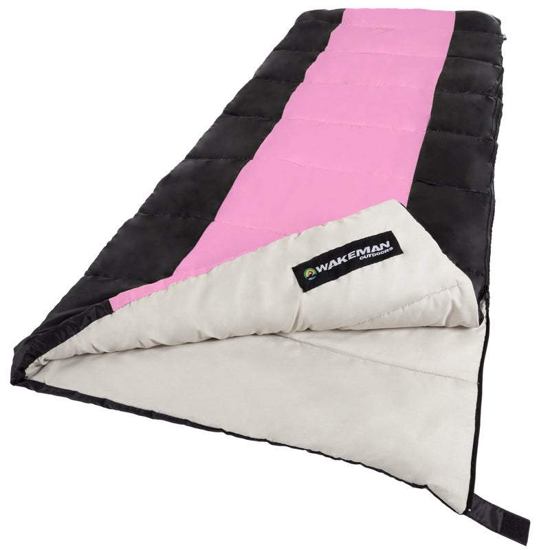 Wakeman Sleeping Bag - 3 Season Warm and Cool Weather Sleeping Bags for Adults, Teens, and Kids - Lightweight Compact Spring Summer Fall Camping Essentials by Wakeman (Pink) - Image 1